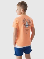 Boys' T-shirt with 4F print - orange