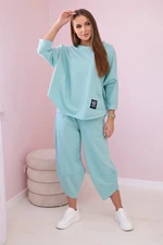 Cotton sweatshirt trouser set mint