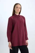 DEFACTO Relax Fit Modal Basic Plain Long Sleeve Shirt Tunic