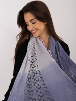 Dark blue scarf with openwork finish