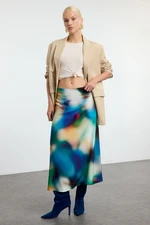 Trendyol Multicolored Patterned Viscose Fabric Midi Woven Skirt