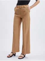 Orsay Light brown ladies trousers with belt - Women