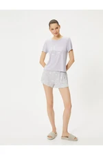 Koton Shorts Pajamas Set Crew Neck Short Sleeve Viscose