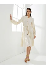 Koton Midi Shirt Dress Big Collar Long Sleeve Buttoned