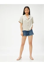 Koton Short Sleeve Buttoned Shirt Jacket Collar