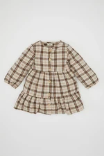 DEFACTO Baby Girl Buttoned Long Sleeve Flounce Hem Dress