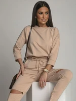 Sports tracksuit with knee slits, beige