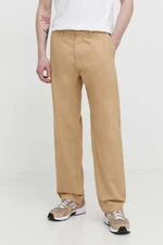 Bavlněné kalhoty Quiksilver béžová barva, jednoduché