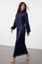 Trendyol Navy Blue Sequined Evening Dress