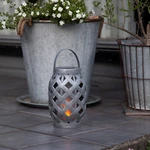 Szary lampion solarny LED Star Trading Flame, wys.  23 cm