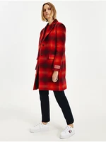 Kabát - Tommy Hilfiger WOOL BLEND CHECK CLASSIC COAT červený