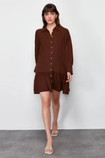 Trendyol Brown Skirt Flounce Mini Woven Shirt Dress