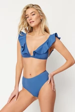 Trendyol Blue High Waist Hipster Bikini Bottom