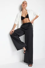 Trendyol Black Wide Leg Satin Trousers