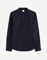 Dark blue men's shirt with linen blend Celio Galinco