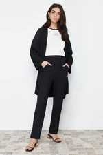 Trendyol Black Oversize Textured/Creamy Knitted Kimono Trousers Top-Bottom Set