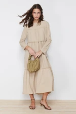 Trendyol Beige Piping Detailed Woven Dress