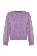 Trendyol Lilac Wide Fit Miękki teksturowany sweter z dzianiny basic