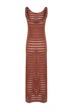 Trendyol Brown Maxi Slit Knitwear Look Beach Dress