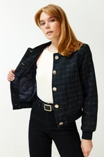 Trendyol Navy Blue Regular Fit Tweed Jacket Coat