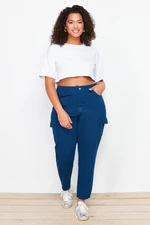 Trendyol Curve Dark Blue Cargo Pocket Detailed Mom Fit Jeans