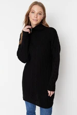 Trendyol Black Thessaloniki Braided Zipper Knitwear Sweater