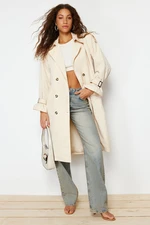 Trendyol Stone Oversize Belted Windbreaker Detailed Water Repellent Long Trench Coat