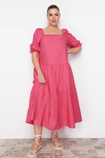 Trendyol Curve Pink Square Neck Smock Woven Dress