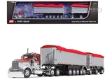 Kenworth W900L Day Cab and East Michigan Series 31 and 20 End Dump Trailers Viper Red and Silver 1/64 Diecast Model by DCP/First Gear