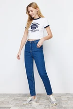 Trendyol Blue High Waist Slim Mom Jeans