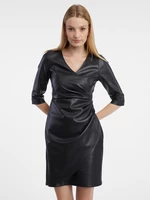 Čierne dámske koženkové šaty ORSAY