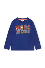 Detská bavlnená košeľa s dlhým rukávom Marc Jacobs tmavomodrá farba, s potlačou