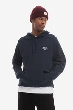 Bavlnená mikina A.P.C. Marvin Hoodie COEZD-H27733 BLACK pánska, tmavomodrá farba, s kapucňou, s nášivkou