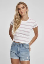 Women's T-shirt Stripe Cropped T-shirt white/girls' pink