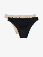 Set of two panties in black and cream DORINA