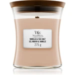 Woodwick Vanilla & Sea Salt vonná svíčka s dřevěným knotem 275 g