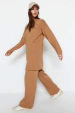 Trendyol Camel Knitwear Sweater-Pants Bottom-Top Set