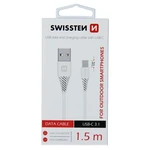 Datový kabel SWISSTEN USB / USB-C 3.1 white 1,5m (9mm)