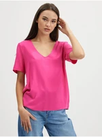 Dark pink women's basic t-shirt VILA Paya - Women's