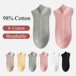 New Socks Women's 98% Cotton Breathable Absorb Sweat Solid Color Ankle Socks Short Summer Thin Striped Socks Ladies Deodorant