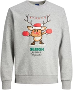 Jack&Jones Pánská mikina JORXMAS Standard Fit 12247523 Light Grey Melange S