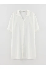 LC Waikiki Women's Shirt Collar Straight Short Sleeve Oversized Tunic