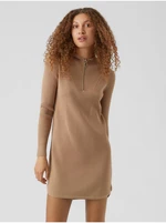 Brown Ribbed Hoodie Dress VERO MODA Hermosa - Ladies