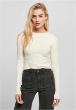 Women's sweater with short rib knit on the back with white sand