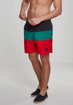 Color Block Swimshorts firered/black/green