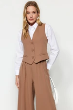 Trendyol Camel Vest-Pants Weave Upper-Upper Set