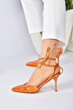 Fox Shoes Women's Orange Pointed Toe Ankle-Heeled Shoes