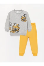 LC Waikiki Crew Neck Long Sleeve Printed Baby Boyfriend Sweatshirt and Pants 2-Pair Set