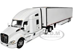 Kenworth T680 with 76" High Roof Sleeper and 53 Smooth Sided Dry Goods Trailer White 1/64 Diecast Model by DCP/First Gear