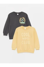 LC Waikiki Crew Neck Long Sleeve Printed Baby Boy Sweatshirt 2 Pack